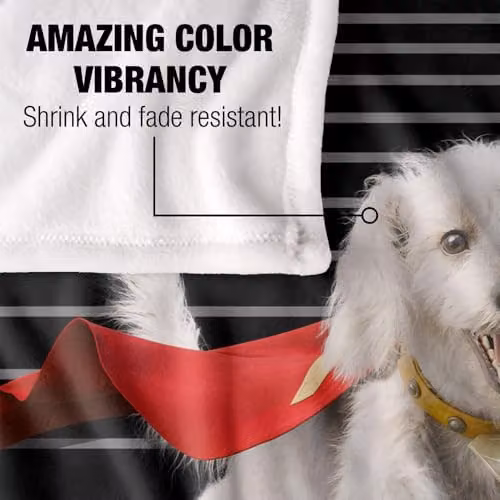 LOGOVISION Superman 2025 Krypto Lines Silky Touch Super Soft Fleece Throw Blanket, White, W/D/H: 152 x 127 cm – 3