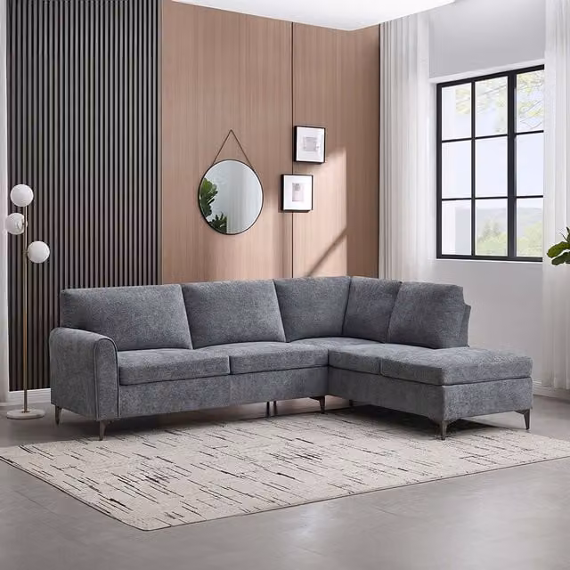 More4Homes Roma 4 Seater L-Shape Fabric Corner Sofa in Grey