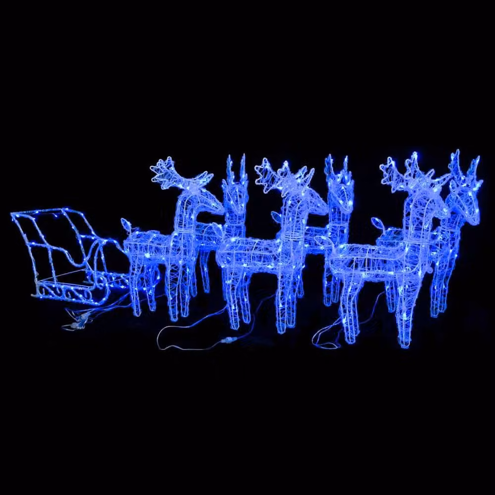 Berkfield Home Reindeers and Sleigh Christmas Decoration with 320 Blue LEDs in Blue – 2