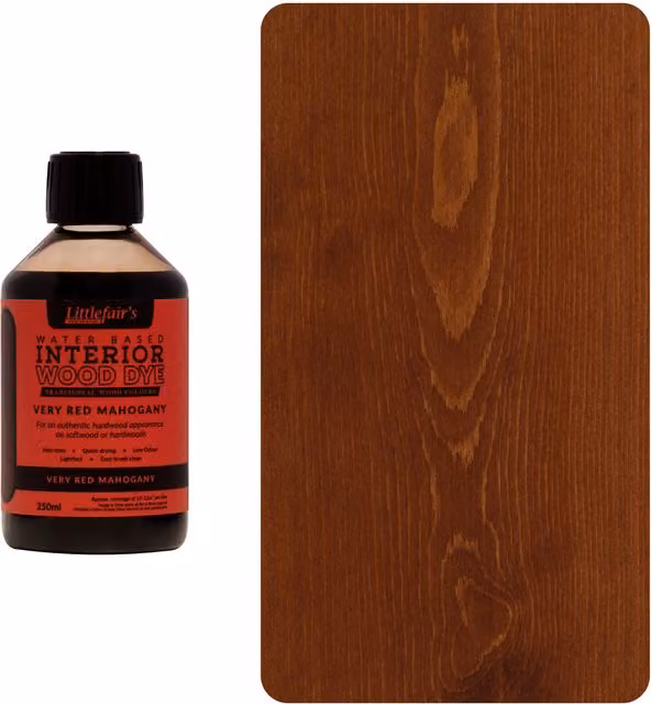 Littlefair's Indoor Wood Stain in Very Red Mahogany, Red, 0.25 l