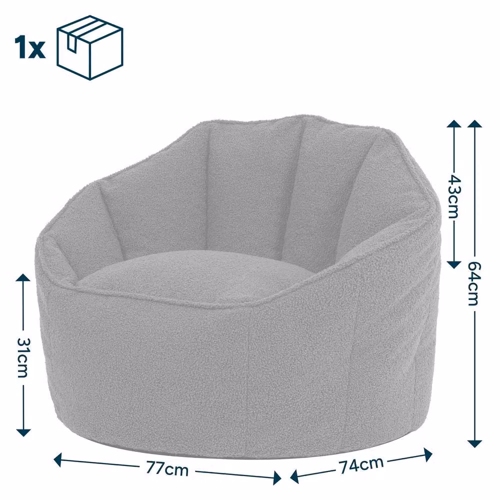 ICON Sirena Bouclé Bean Bag Accent Chair in Beige/White – 2