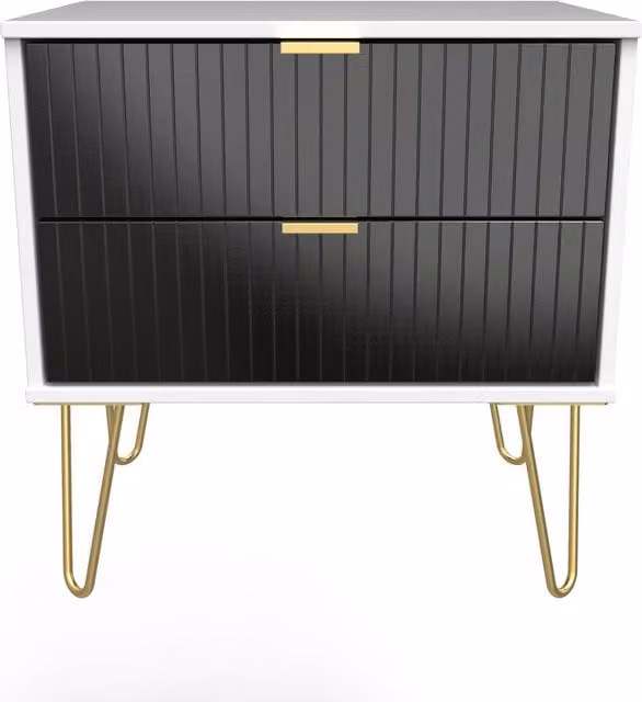 2 U Bexley 2 Drawer Side Table in True Black and Gold – 1