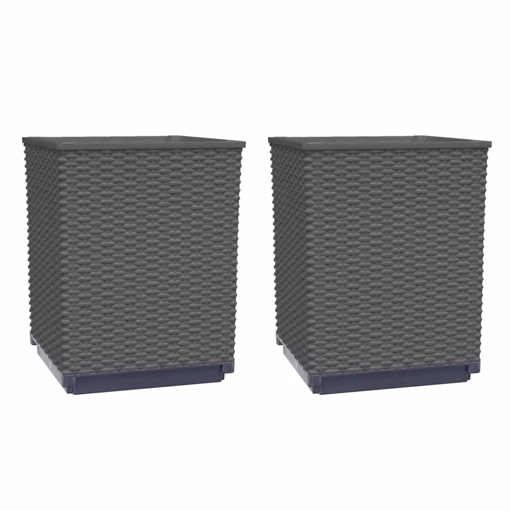 Berkfield Home Black Polypropylene Planter Tub, 2 Pack, W/D/H: 30 x 30 x 37 cm – 2