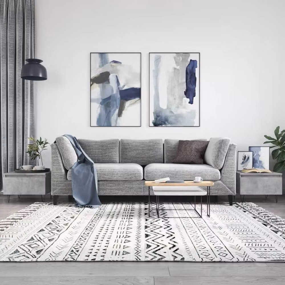 Berkfield Home Modern Nested Coffee Tables, 2 Piece Set, Concrete Grey, W/D/H: 50 x 46 x 35 cm – 2