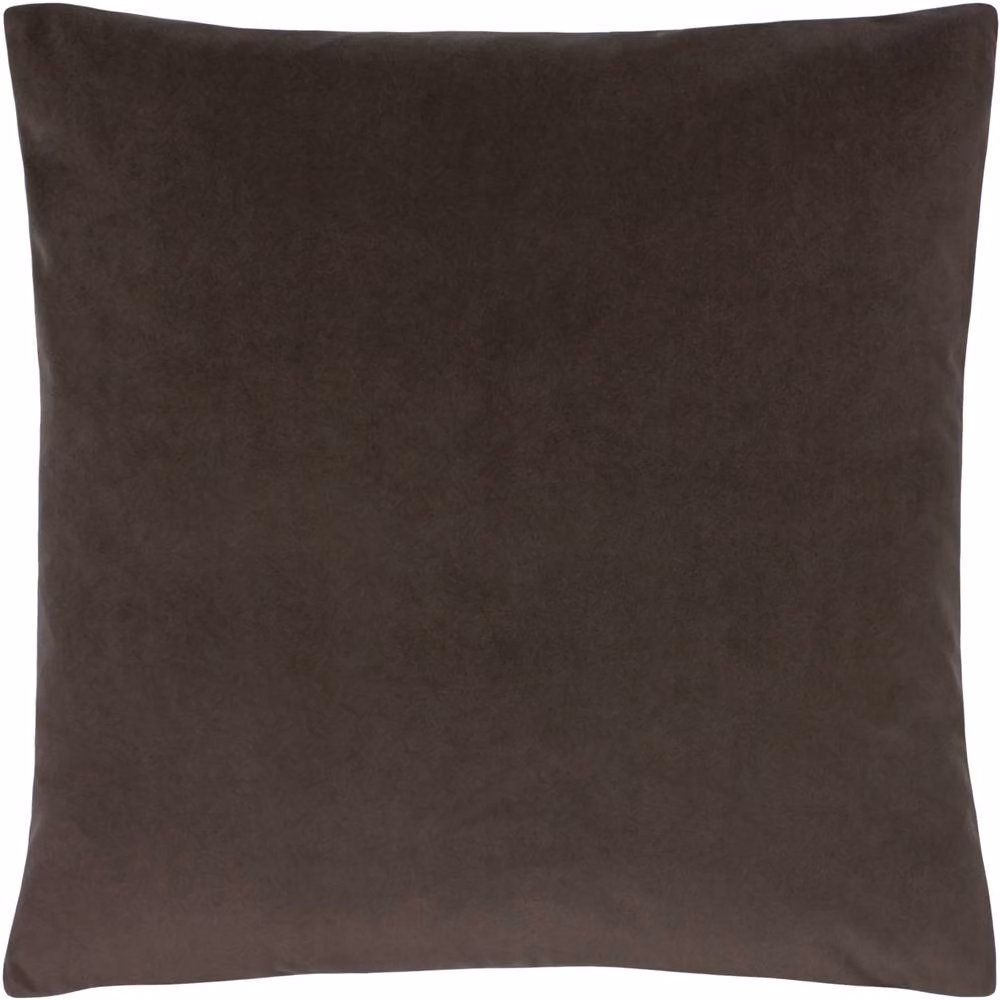 Paoletti Plain Velvet Square Cushion in Black and Brown, 50 x 50 cm – 2