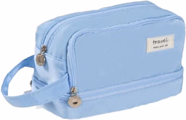 Jaoyeh Trading Ltd Blue Polyester Flat Pouch Zip Pencil Case