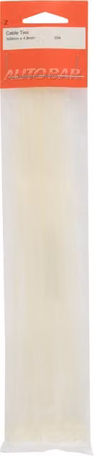 Autobar Nylon Plastic Cable Ties in Beige, Orange or White, 300mm