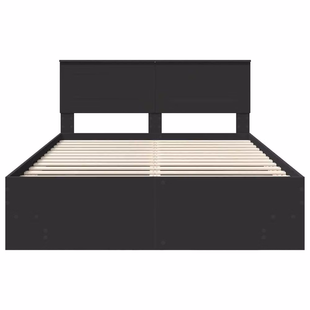 Berkfield Home Modern Bed Frame with Headboard in Black, Engineered Wood, W: 140 cm, L: 200 cm – 3
