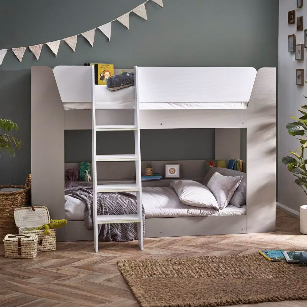 Cheshire Cobaltwood Modern Two-Level Bunk Bed in White and Multicolour, W/D/H: 90 x 200 cm – 2