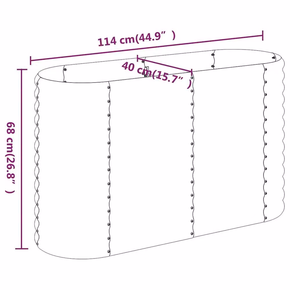 Berkfield Home Garden Powder-coated Steel Raised Bed in Anthracite, W/D/H: 114 x 40 x 68 cm – 3