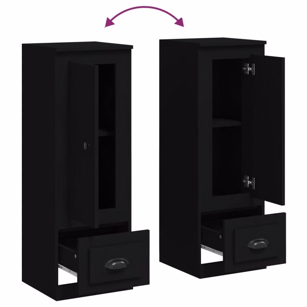 Berkfield Home Black Matt Highboard with Hinged Doors and Internal Shelves, W/D/H: 36 x 35.5 x 103.5 cm – 3