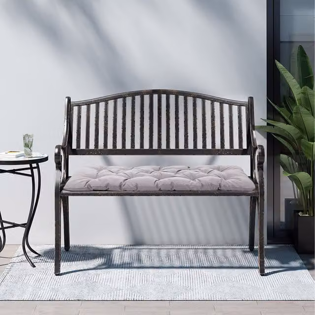 Livingandhome Waterproof Outdoor Bench Cushion in Grey, Width: 120 cm