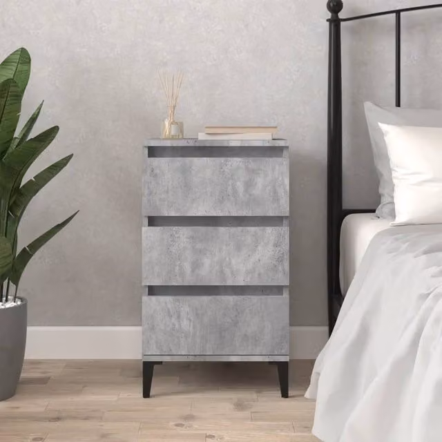 Berkfield Home Bedside Cabinet in Concrete Grey, W/D/H: 40 x 35 x 70 cm – 1