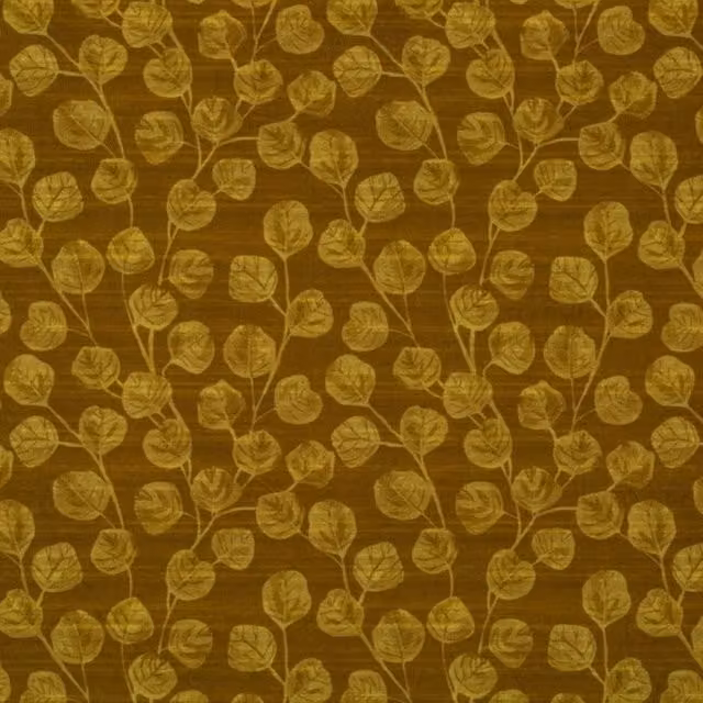 Linda Barker Ursulas Vine Velvet Fabric in Ochre Yellow
