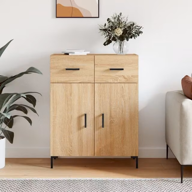 Berkfield Home Sonoma Oak Sideboard in Brown, W/D/H: 69.5 x 34 x 90 cm – 1