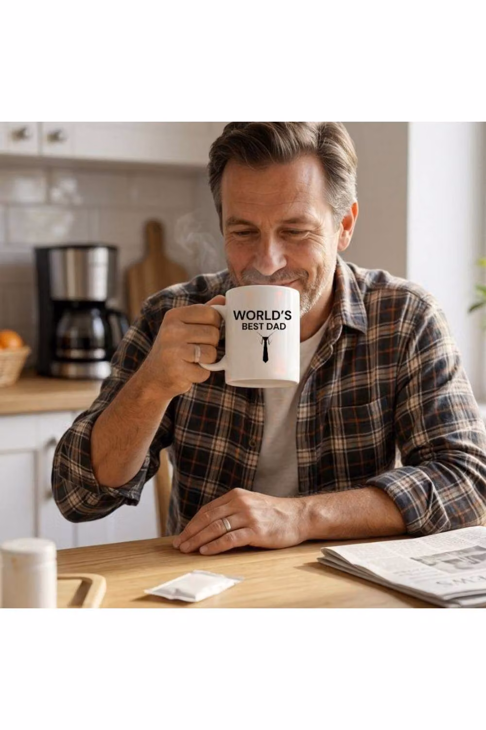 Dyzi World's Best Dad Ceramic Coffee Mug, 320ml, White – 4