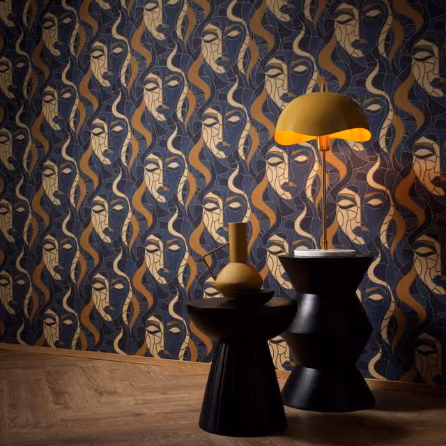 Erismann Moretta Abstract Blue Pre-pasted Vinyl Wallpaper Roll