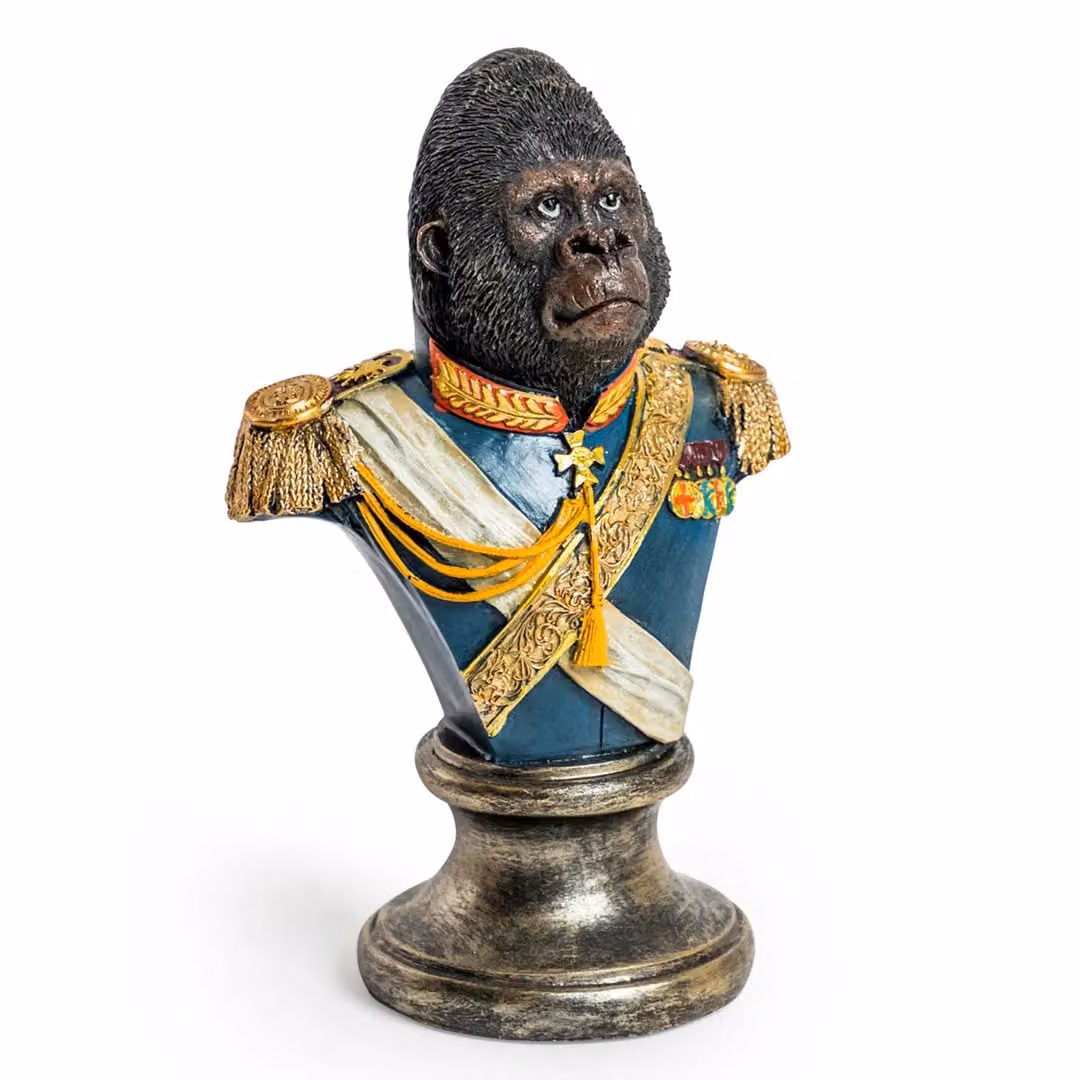 Madison & Mayfair Gentry Gorilla Bust Sculpture in Blue, H: 24.5 cm x W: 16.0 cm x D: 10.5 cm – 2