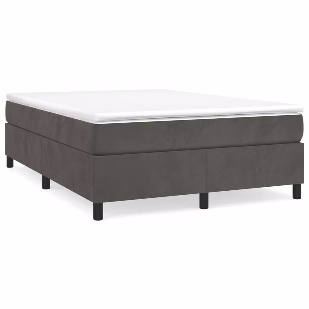 Berkfield Home Upholstered Velvet Box Spring Bed Frame, Grey, W: 135 cm, L: 190 cm – 2