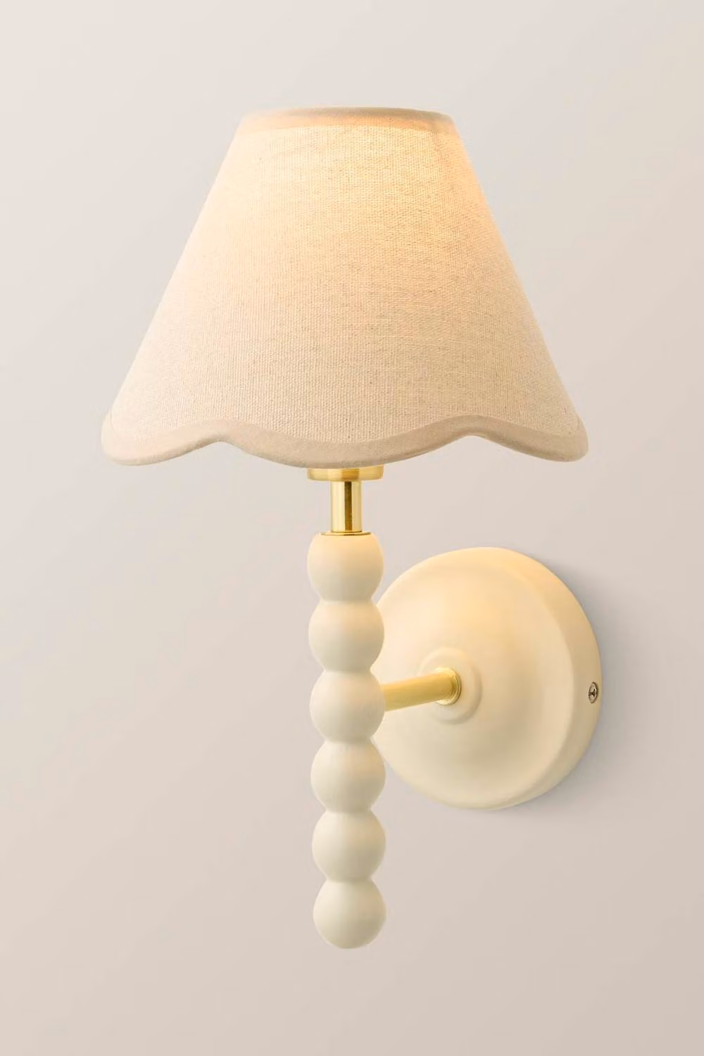 ValueLights Bobbins Cream Bobble Wall Light with Fabric Shade and LED Bulb in Beige – 2