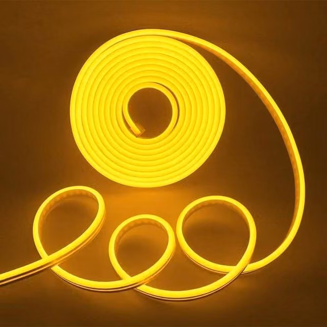 ExtraStar Yellow LED Neon Flex Strip Light with Power Supply Included, IP65 Waterproof, Cuttable Silicone Accent Light
