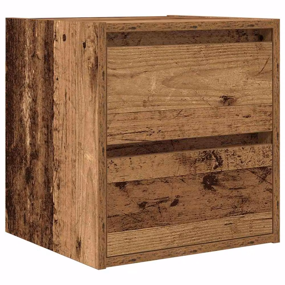 Berkfield Home Durable Wall-mounted Bedside Cabinet in Brown Old Wood, W: 38 cm, D: 34 cm, H: 40 cm – 2