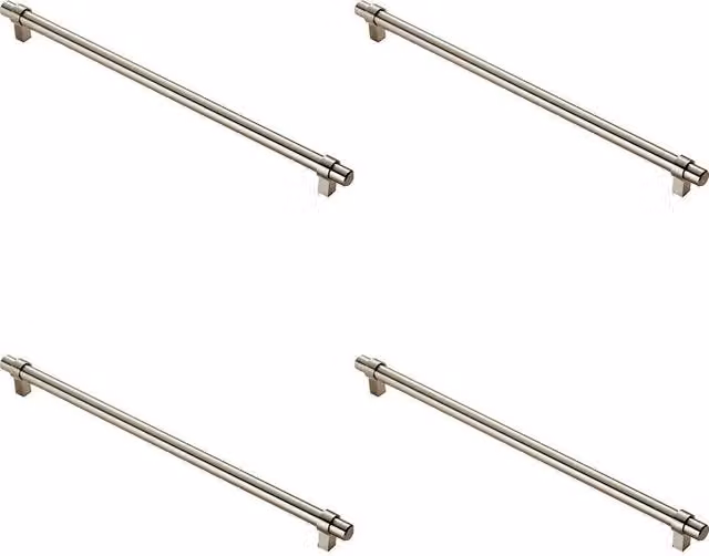 Loops Set of 4 Round T Bar Cabinet Pull Handles in Satin Nickel, Fixing Centres: 320 mm