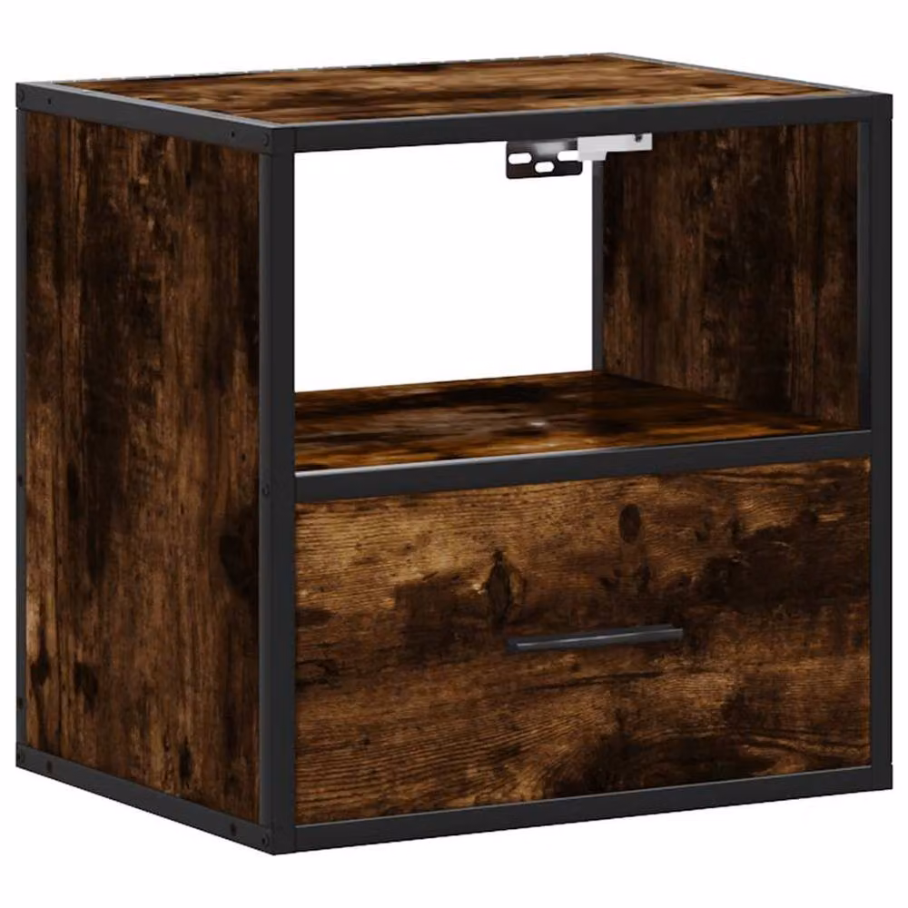 Berkfield Home Wall-mounted Bedside Cabinet in Smoked Oak Brown, W: 40 cm, D: 31 cm, H: 39.5 cm – 3