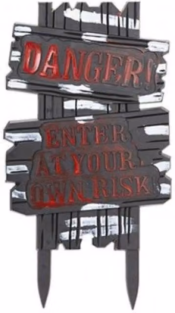 KDMD Halloween Danger Sign 3 Pack in Grey Plastic