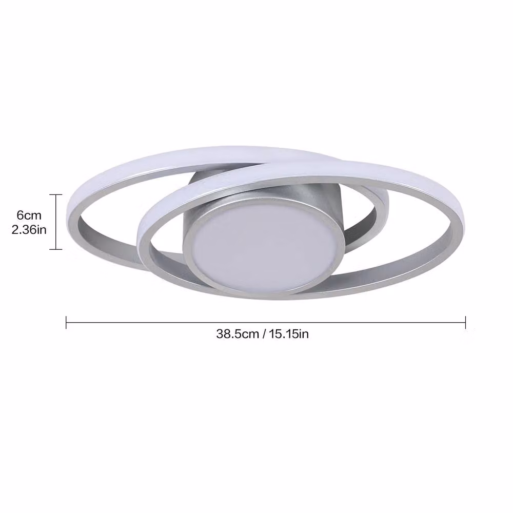 Pheashine Modern LED Ring Ceiling Light in Silver with Remote Control and Dimmable CCT – 3