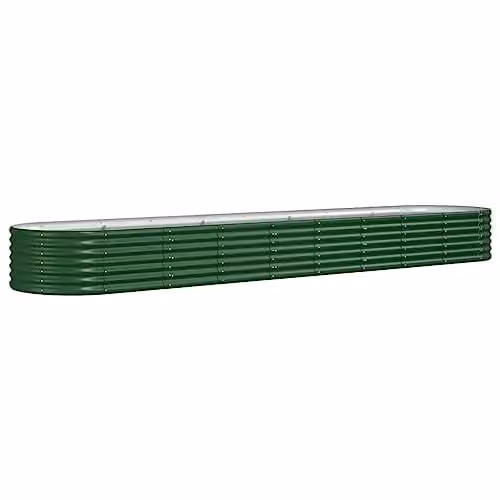 vidaXL Green Galvanised Steel Garden Raised Bed W: 368 cm, D: 80 cm, H: 36 cm – 1