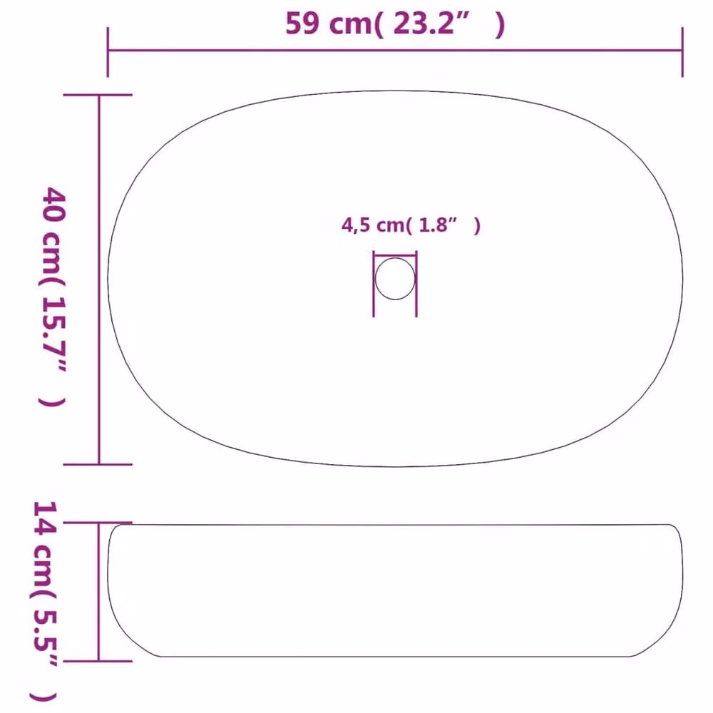 Berkfield Home Oval Ceramic Countertop Basin in Brown and Blue, W: 59 cm, D: 40 cm, H: 14 cm – 5