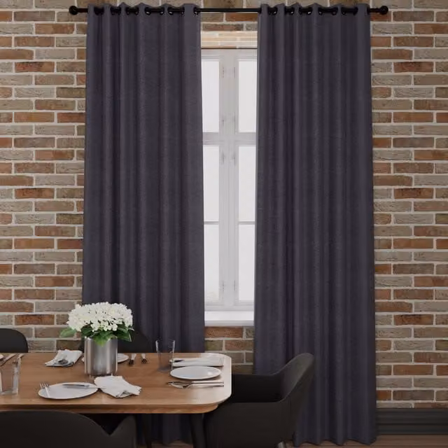Terrys Willow Made to Measure Blackout Eyelet Curtain Panel in Anthracite Grey