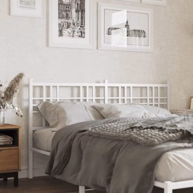 Berkfield Home Classic Metal Headboard in White, 160cm – 1