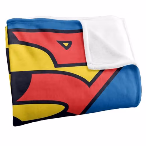 Warner Bros. Superman Shield 1993 Super Soft Fleece Throw Blanket, Black and Red, W: 152 cm, D: 127 cm – 2