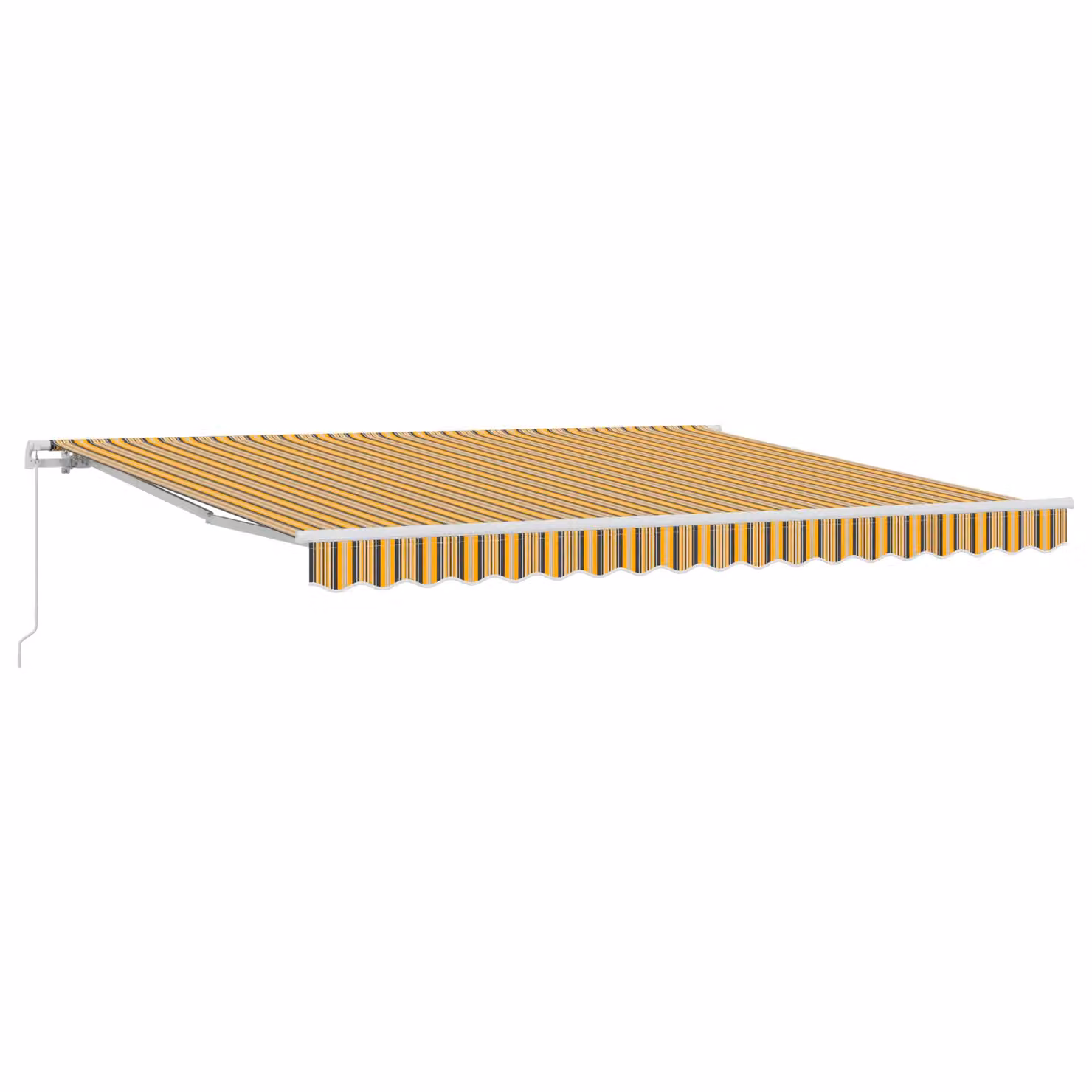 Berkfield Home Manual Retractable Wall-Mounted Awning with Orange and Yellow Multicolour Stripes, W: 400 cm, D: 350 cm – 2