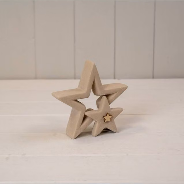 KDMD Sand Texture Effect Ceramic Star Hanging Pendant Decoration in Light Sand