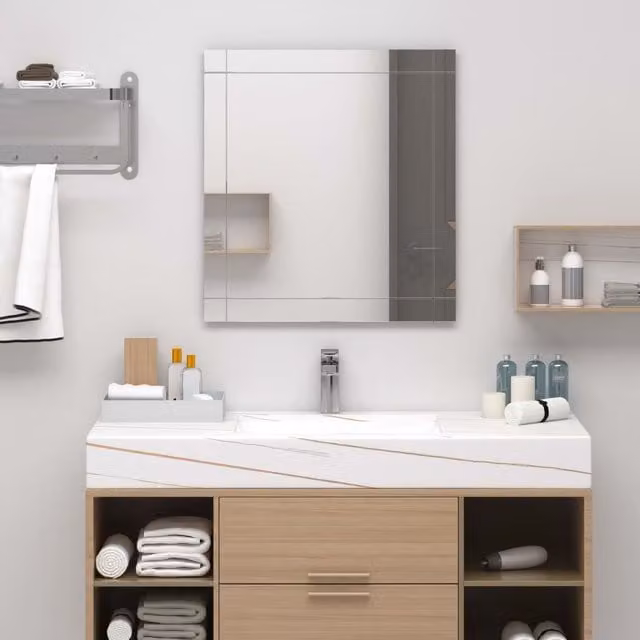 Berkfield Home Modern Rectangular Glass Wall Mirror in Silver, W: 60 cm, H: 60 cm