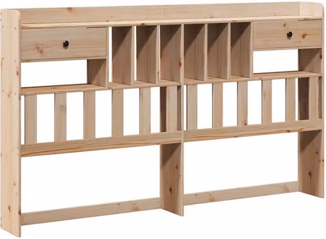 Berkfield Home Rustic Solid Wood Pine Headboard with Integrated Nightstands and Shelf in Beige, 180 cm – 1