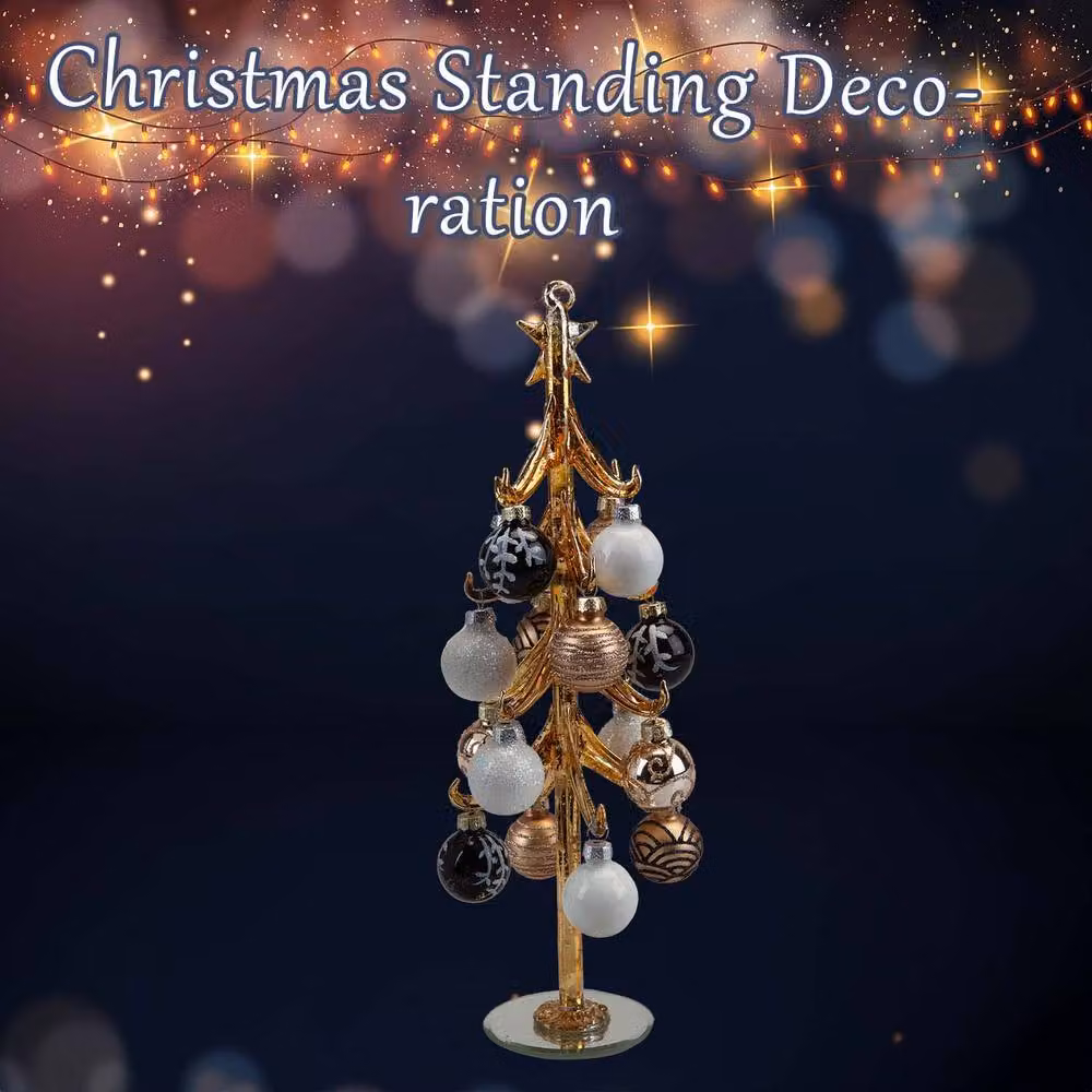 VFM e-Store Gold and Black Abstract Glass Christmas Bauble Hanging Ornament, H 36 cm x W 12 cm x D 12 cm – 3