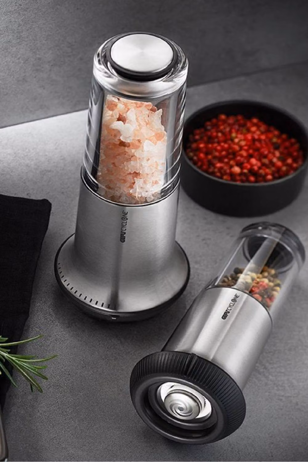 Gefu X-Plosion Manual Salt or Pepper Mill, Size M, Silver and Transparent Ceramic and Stainless Steel – 4