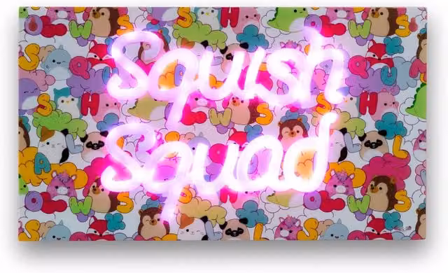 Squishmallows Squish Squad Pink and Multicolour LED USB Neon Wall Night Light
