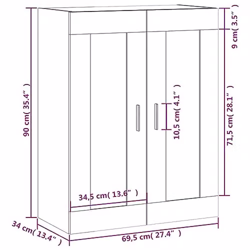 vidaXL Wall Mounted Cabinet in Grey and Black, W/D/H: 69.5 x 34 x 90 cm – 2