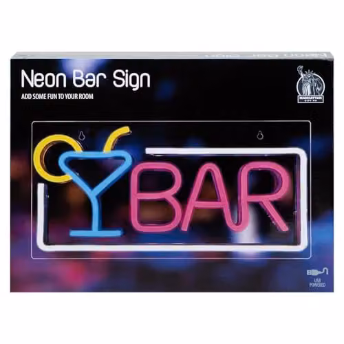 VFM e-Store Bar Sign Mancave Neon Light, USB Powered, Multicolour, W: 22 cm, H: 42 cm – 1