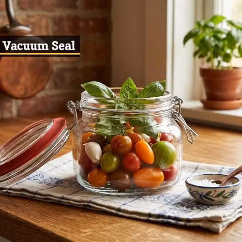 Orsina Transparent Glass Storage Jar with Stainless Steel Clip Lid, 500ml – 5