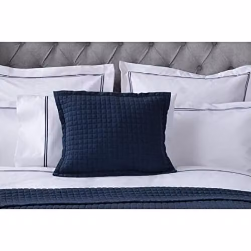 Belledorm Crompton Quilted Filled Cushion, Blue, W: 50 cm, H: 40 cm – 1