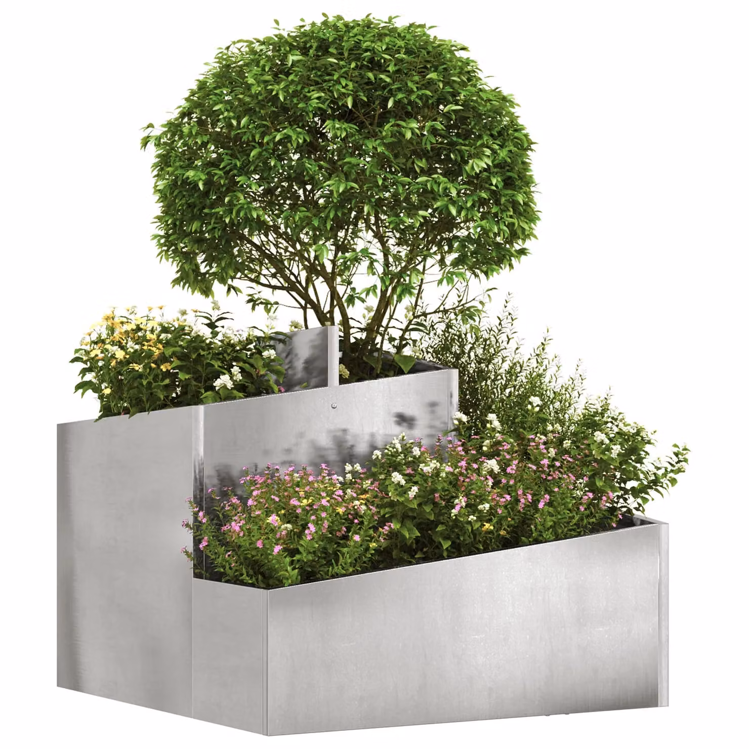 Berkfield Home Large Stainless Steel Metal Planter Tub in Silver – 3