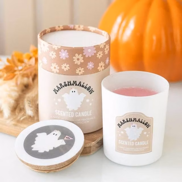 Uniqueful Ghost Toasted Marshmallow Pillar Candle Figure, Multicolour – 1