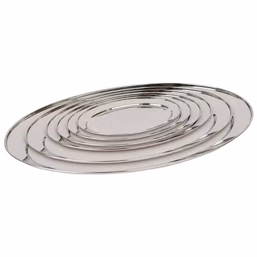 Argon Tableware 6 Piece Oval Stainless Steel Serving Platter Set in Silver – 1