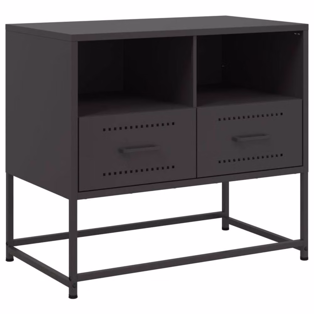 Berkfield Home Industrial TV Cabinet in Matt Black Metal, W/D/H: 68 x 39 x 60.5 cm – 3